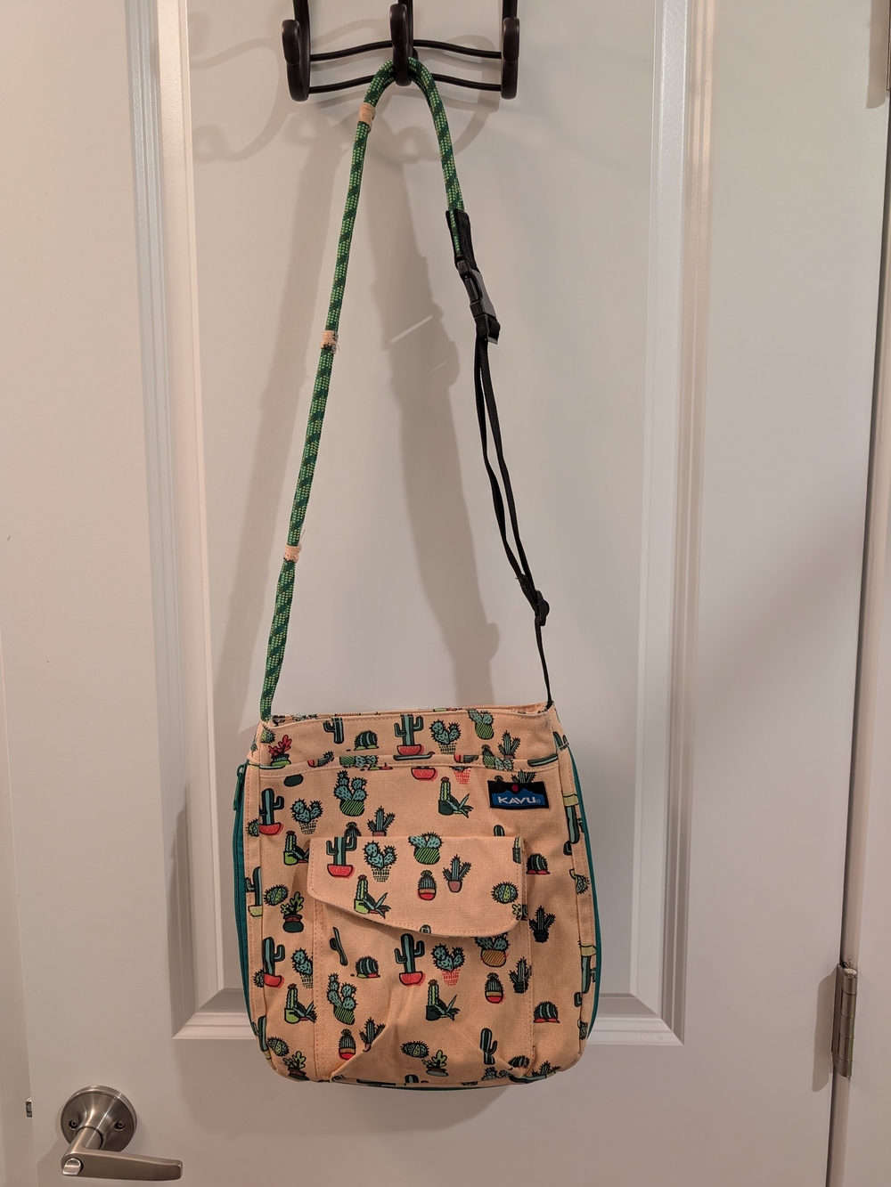 KAVU Peach Crossbody Bag with Cactus Print